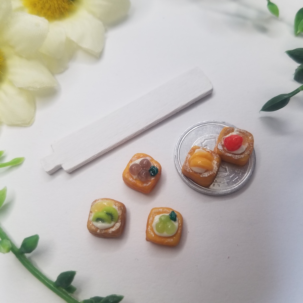 5種のフルーツデニッシュセット♡ハンドメイドミニチュアフード
