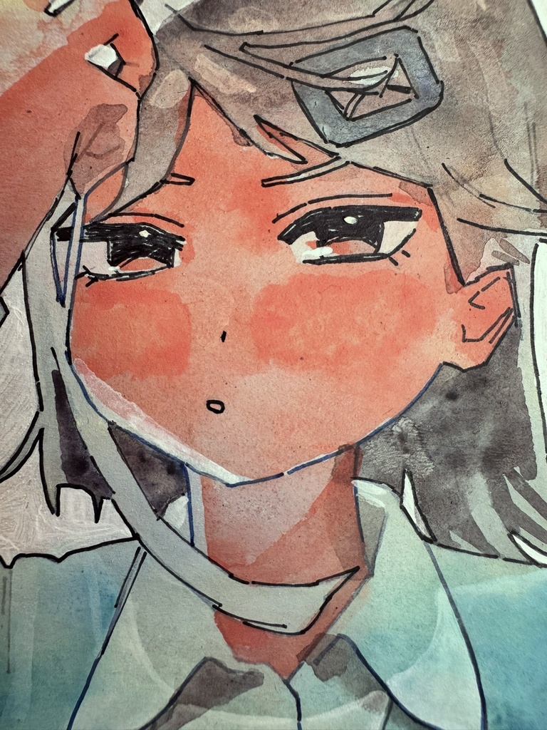 【ミニ色紙】髪を直す(サイン、宛名付き)