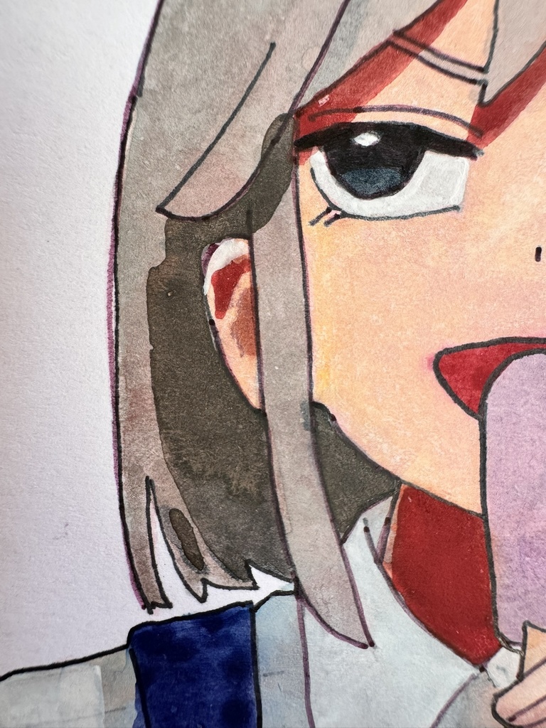 【ミニ色紙】アイスを食べる(サイン、宛名付き)