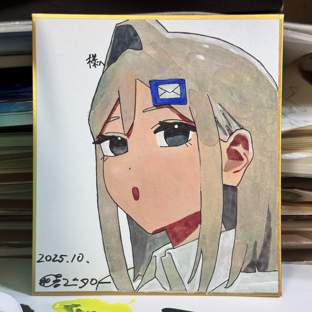 【ミニ色紙】顔アップ(サイン、宛名付き)