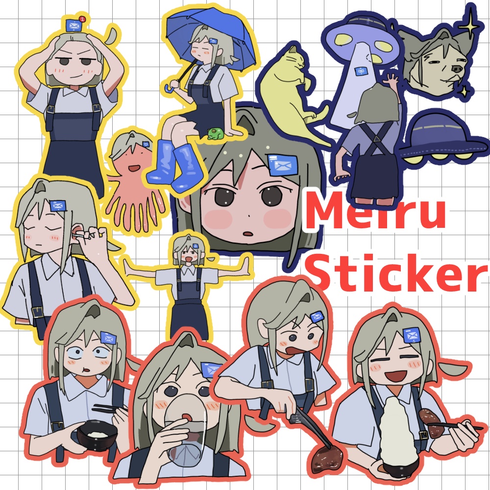 【めいるステッカーセット】赤🟥青🟦黄🟨