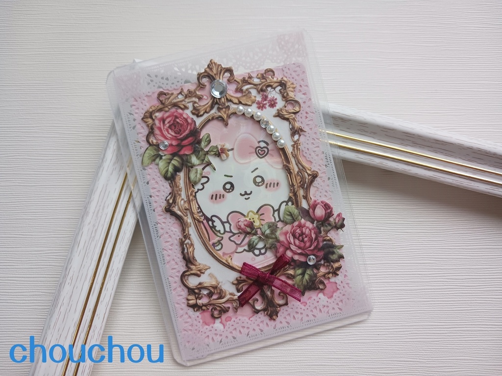 アンティーク調トレカ チェキ カードケース 赤リボン