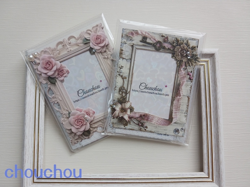 アンティーク調トレカ チェキ カードケース 白フレーム