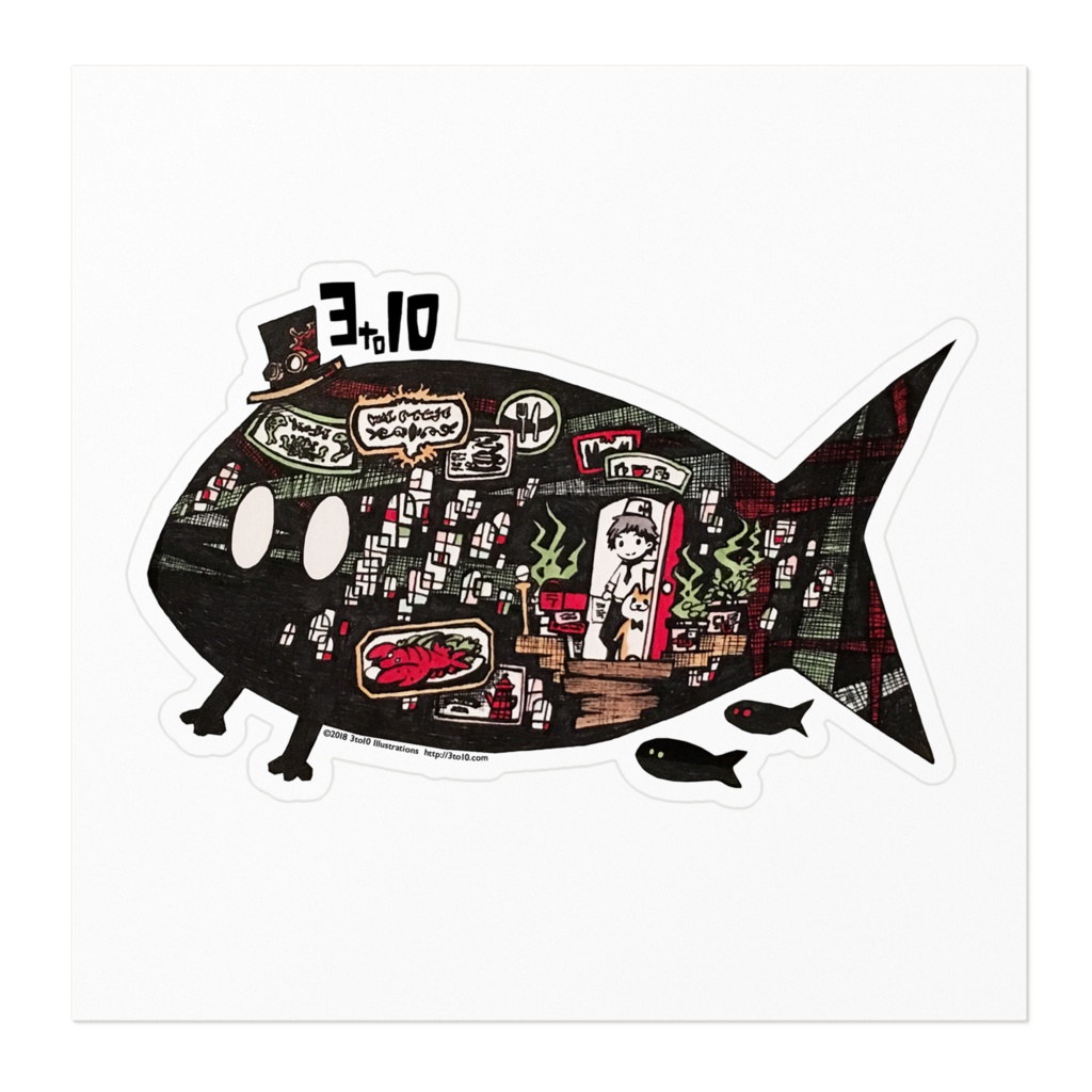 ステッカー まちの標本-空中食堂