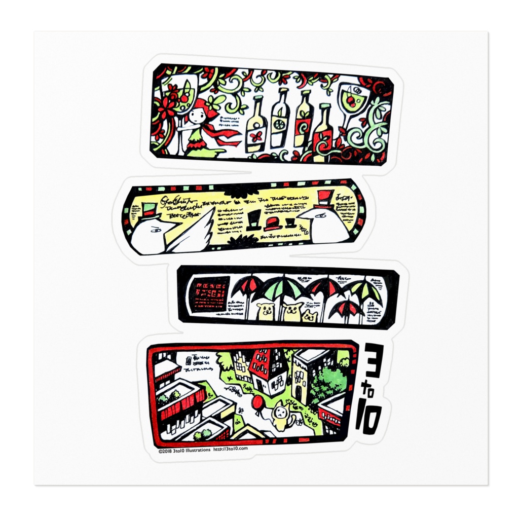 ステッカー 看板-白い鳥とシルクハット