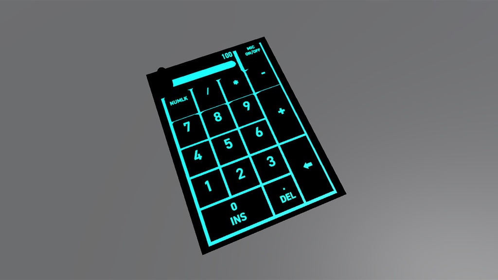 3Dモデル　発光するゲーミング風テンキー　