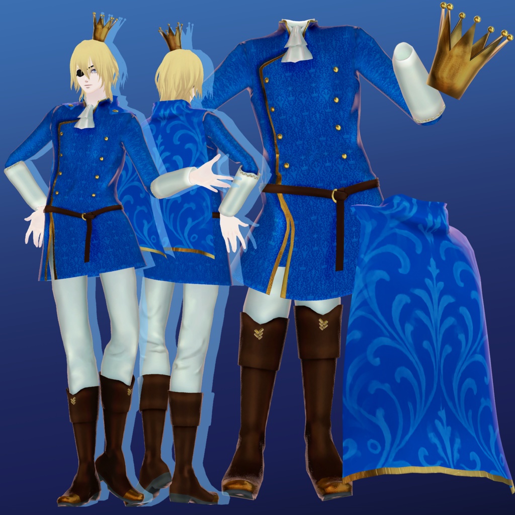 【+Head対応】王子様セット【VRChat男性用衣装】