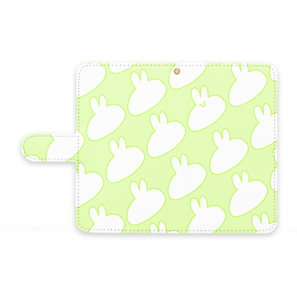 うさぎ(黄緑) 手帳型Androidケース