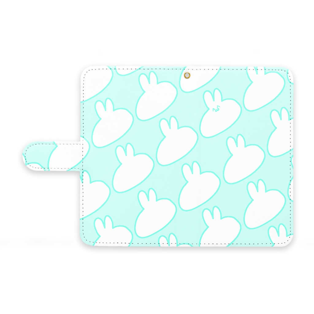 うさぎ(水色) 手帳型Androidケース