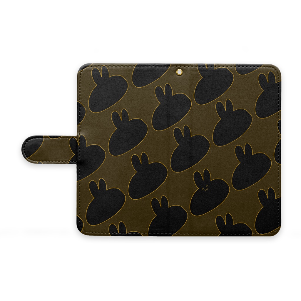 うさぎ(黒オレンジ) 手帳型Androidケース