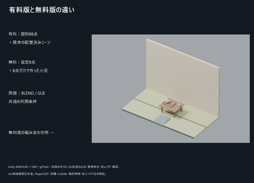 和室・茶室 無料8点｜ローポリ素材集【BLEND / GLB】