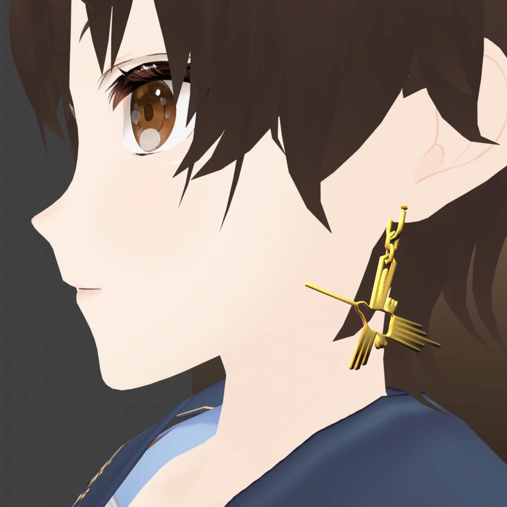 【3D装飾品】ハチドリの耳飾り