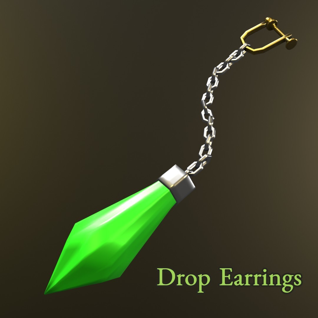 【3D装飾品】ドロップイヤリング カラー6種