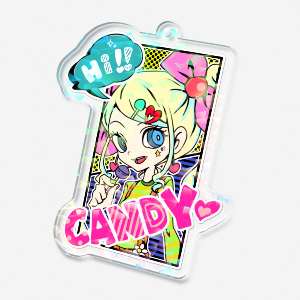 一次創作【HalloweenMidnightStreet】キャンディ ホログラムアクリルキーホルダー