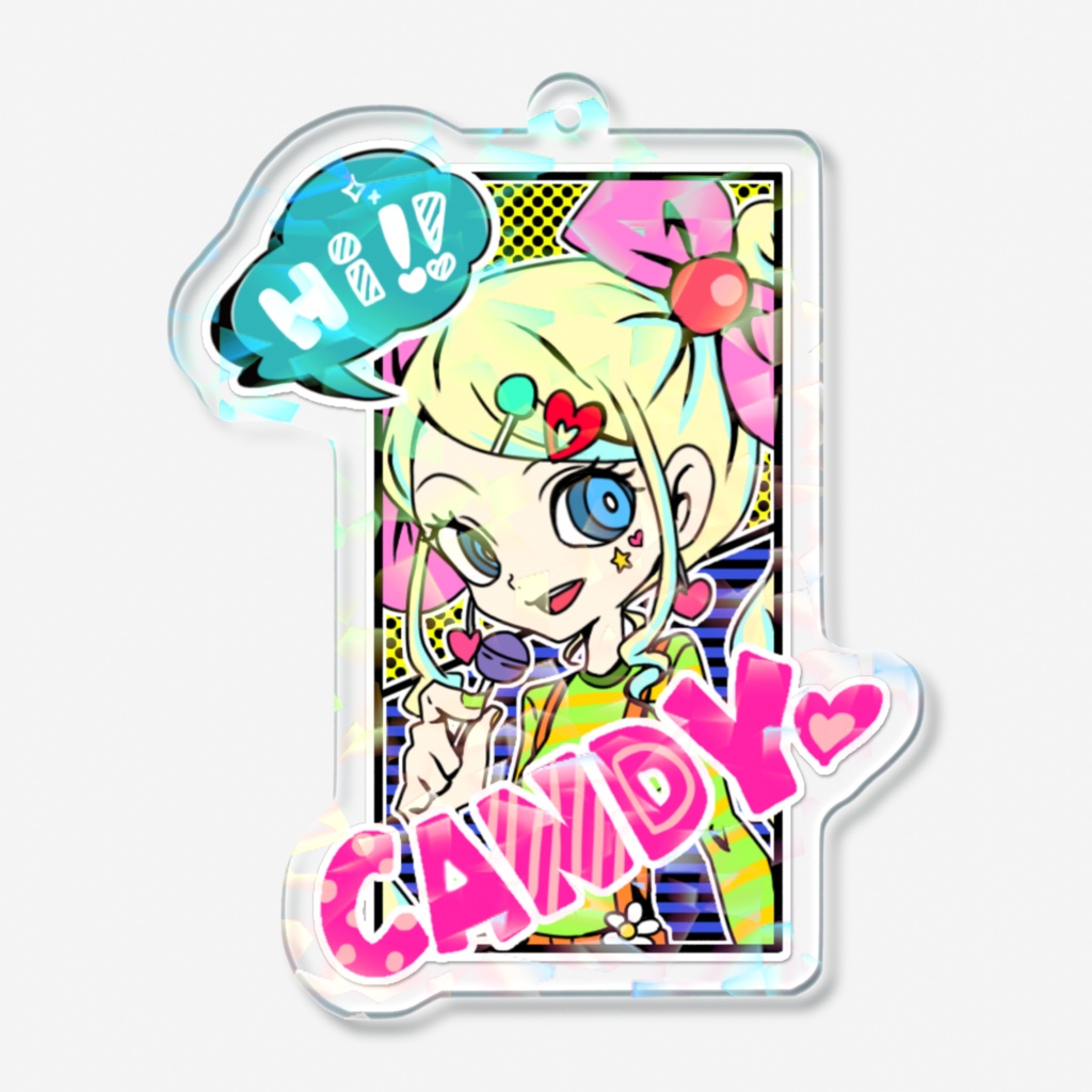 一次創作【HalloweenMidnightStreet】キャンディ ホログラムアクリルキーホルダー