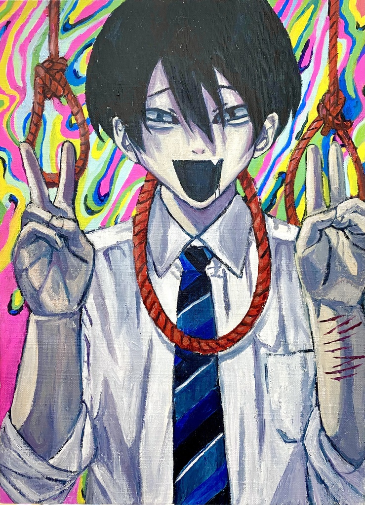 原画 死に際ダブルピース 午前三時堂 Booth