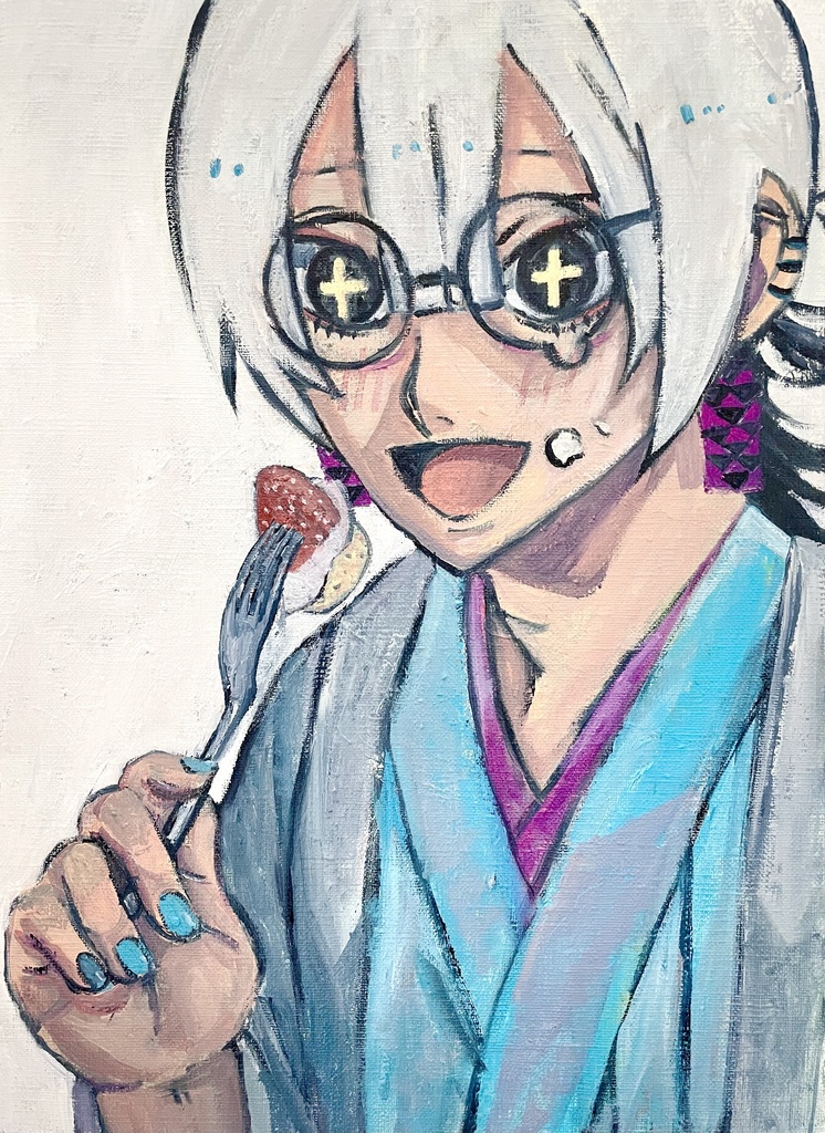 原画「ケーキを食べる白神くん」