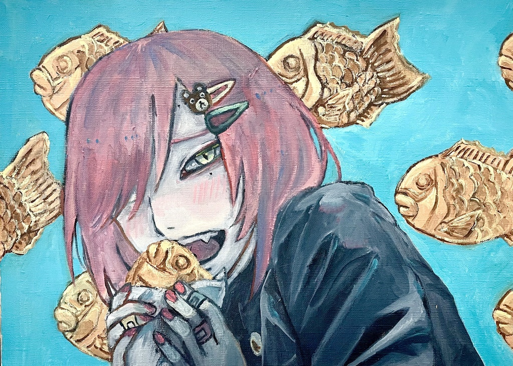 原画「猫柳くんとたい焼き」