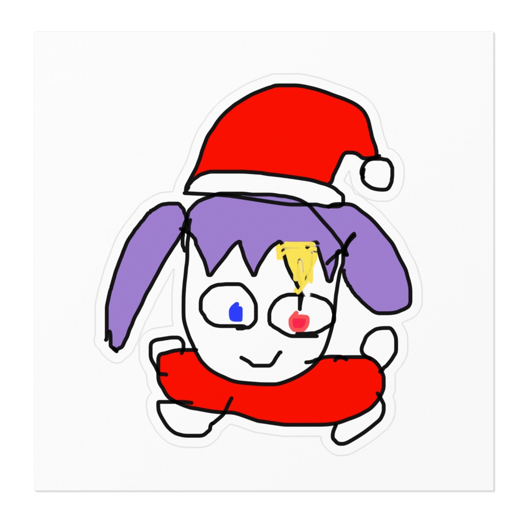 おれが描いたきりこのステッカー(クリスマスのすがた)