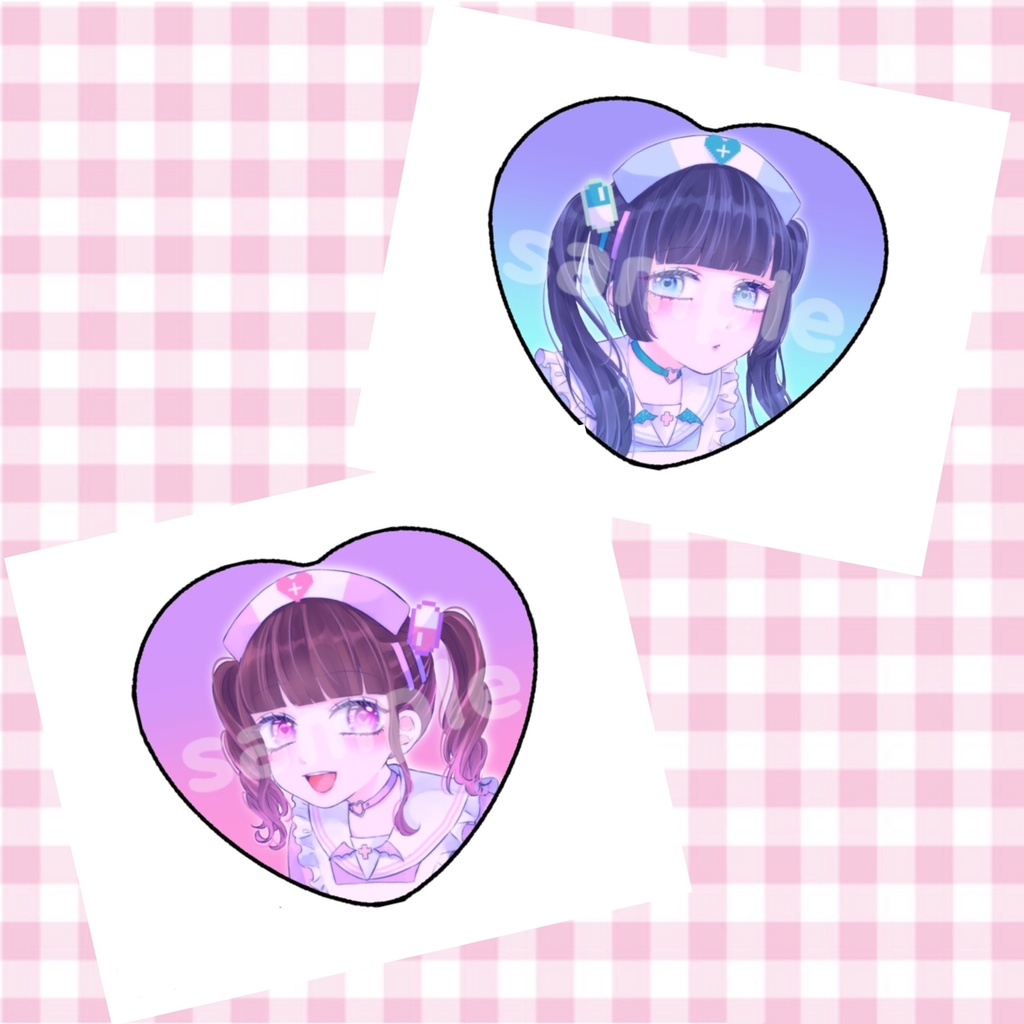 いぴぽれ×あじのさしみ ハート缶バッジ