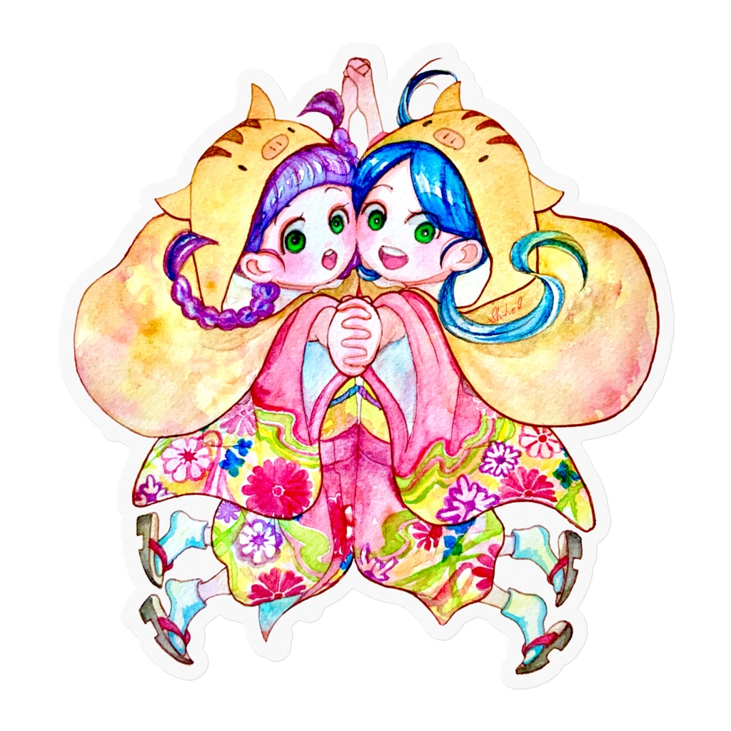 うりぼうずきんのふたごちゃん ステッカー 壬本舗 Mizu No E Hompo Booth