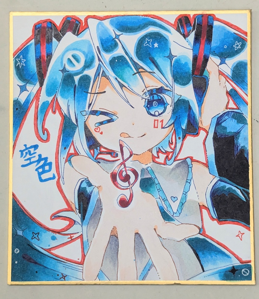 色紙イラスト カラー 初音ミク