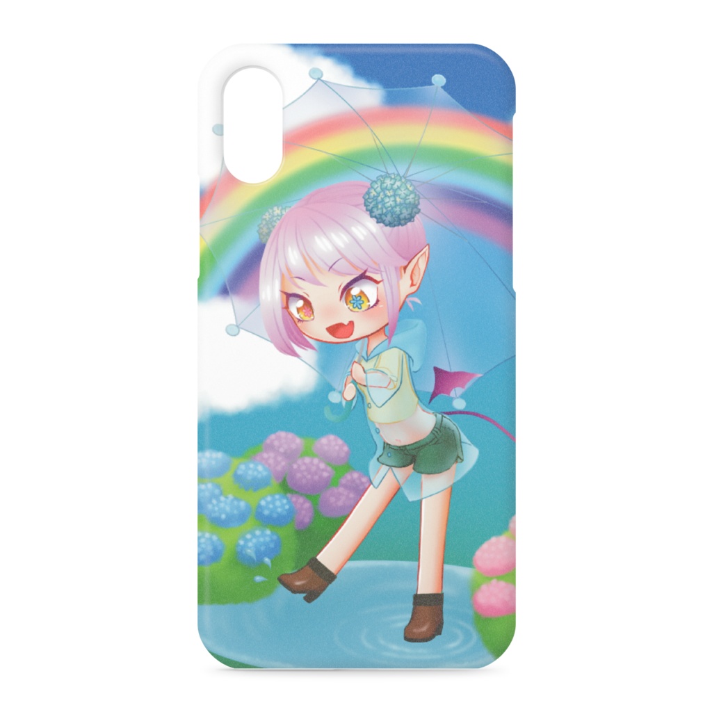 6月1日のさきゅばす《紫陽花》iPhoneケース虹ver.