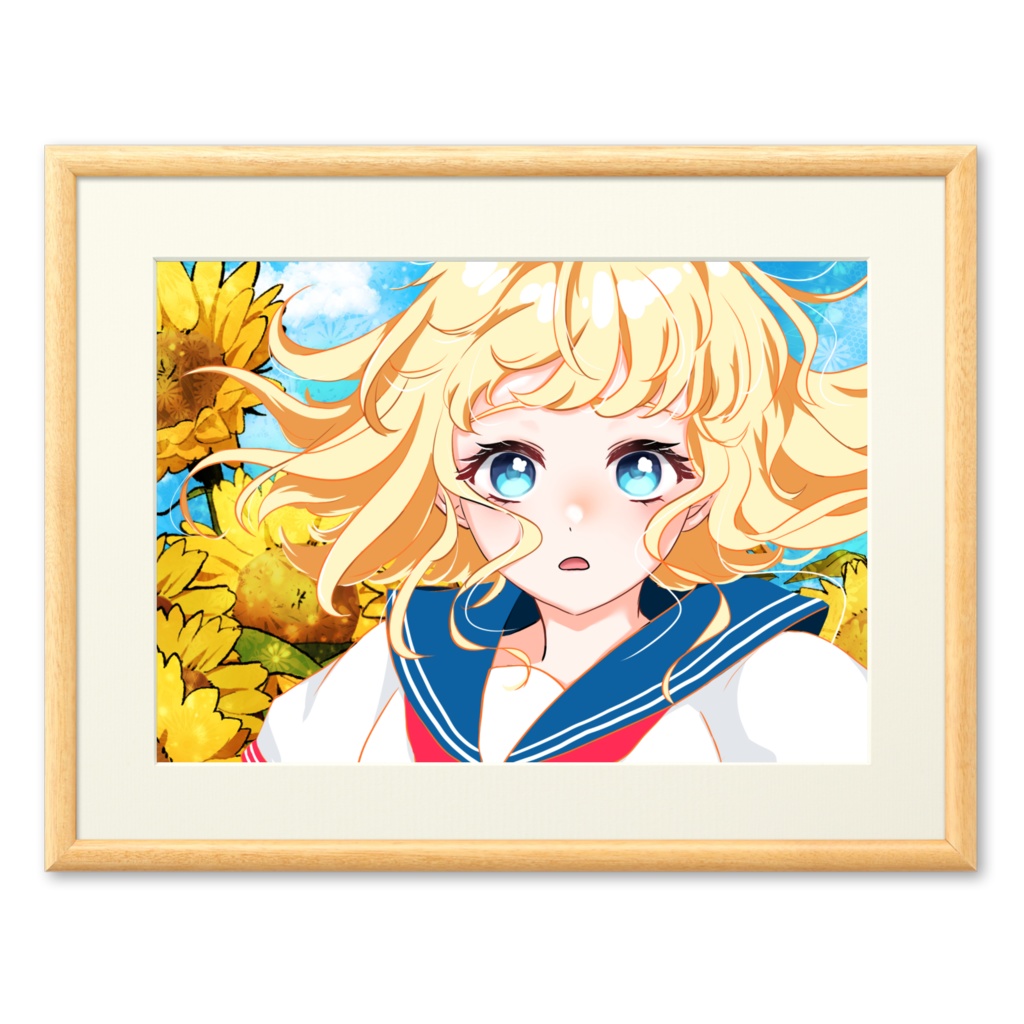 向日葵とセーラー服🌻複製画(プリモアート)