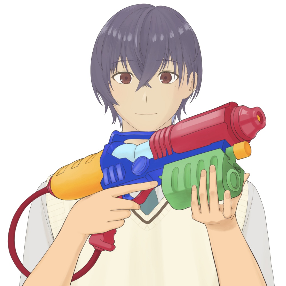水鉄砲　男性的な手