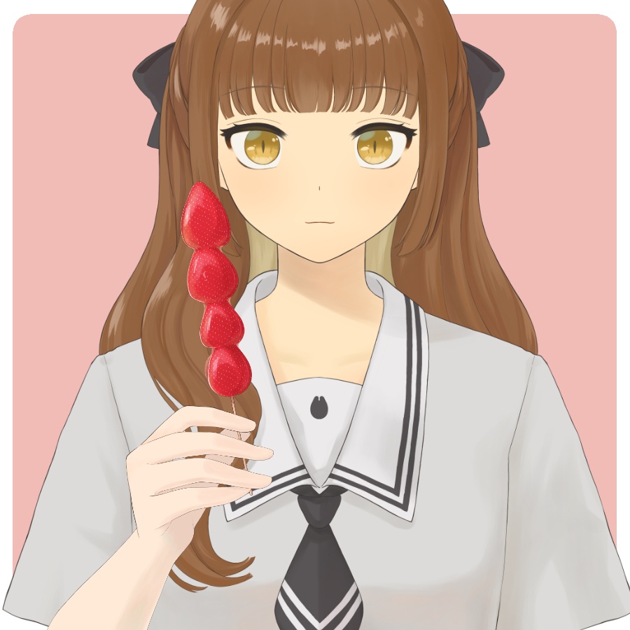 いちご飴を持っている手