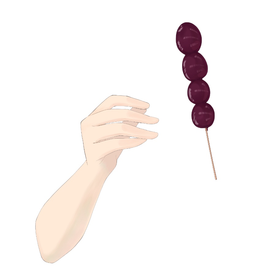 ぶどう飴を持っている手