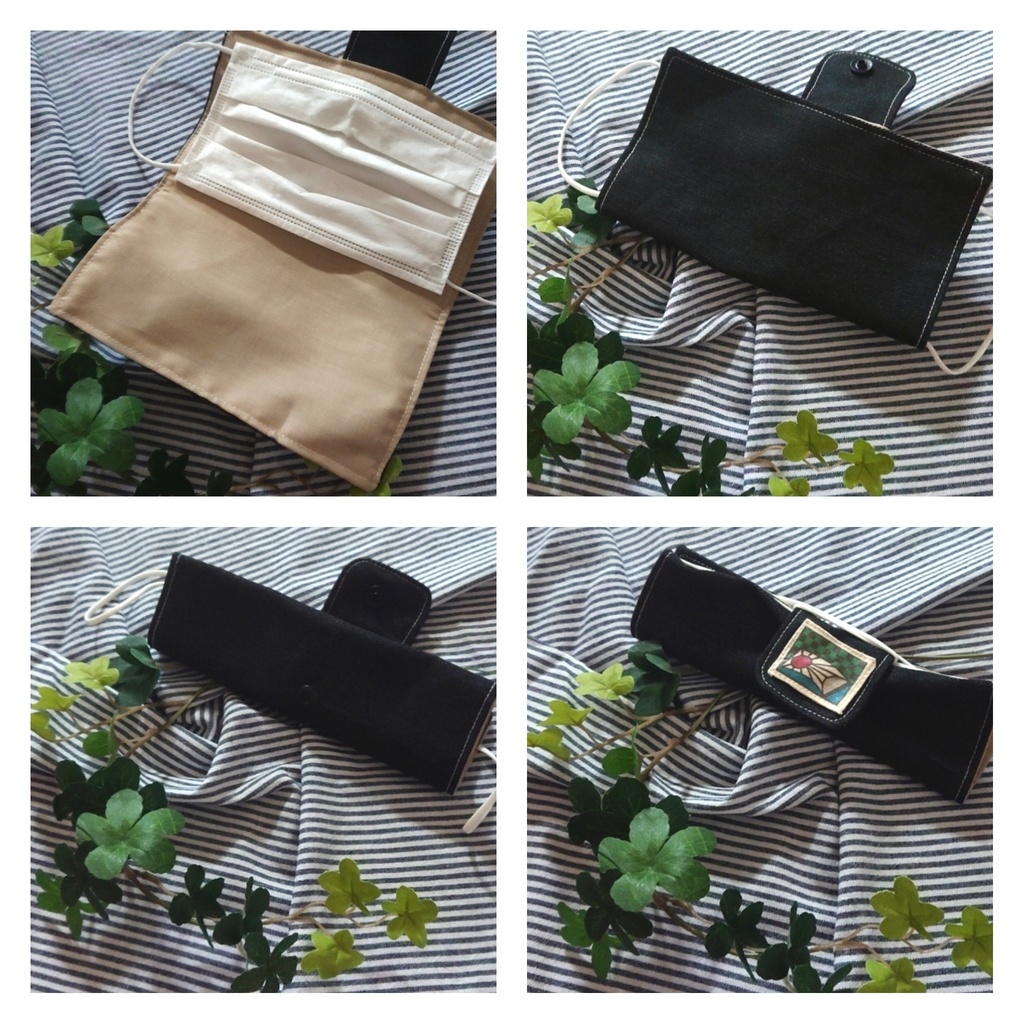 【sale!】鬼滅【仮置きもできる】布製マスクケース・ブラックデニム