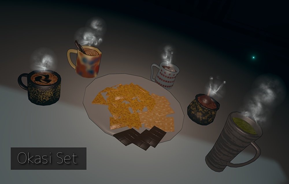 【VRChat向け】お菓子とお茶セット【無料】【パーティクル付き】