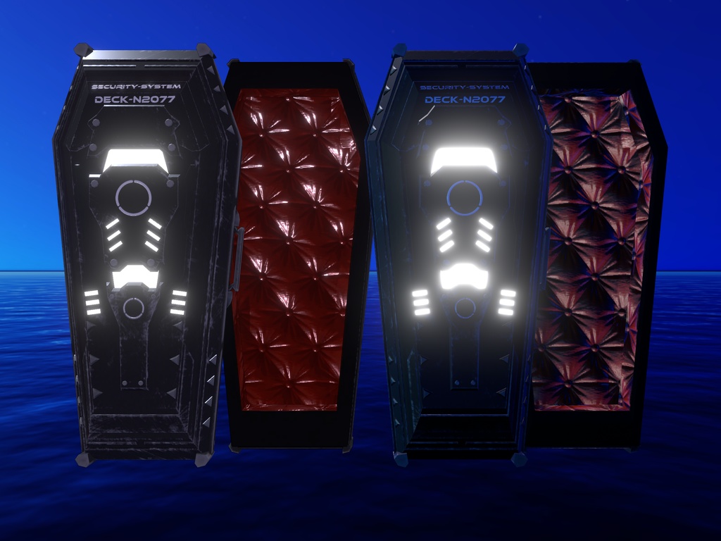 【VRChat向け】Casket 棺【開閉アニメーション付き】【シェーダー差分付き】