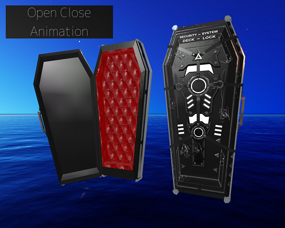 【VRChat向け】Casket 棺【開閉アニメーション付き】【シェーダー差分付き】