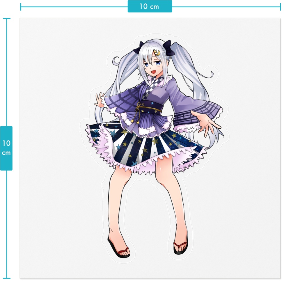 【10cm x 10cm】ゆらんちゃん浴衣衣装ステッカー