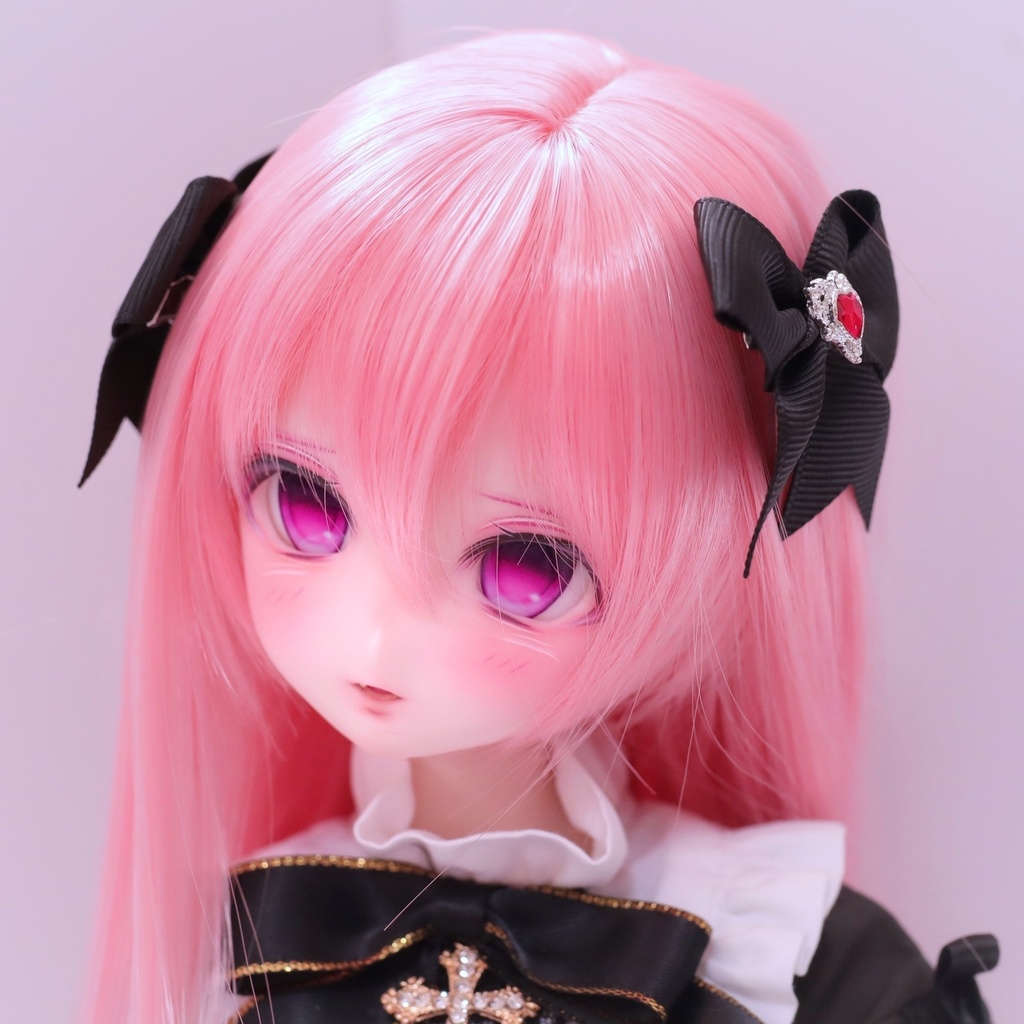 【DDH-10 セミホワイト肌+オマケアイ+リボンヘアクリップ+ウィッグ】