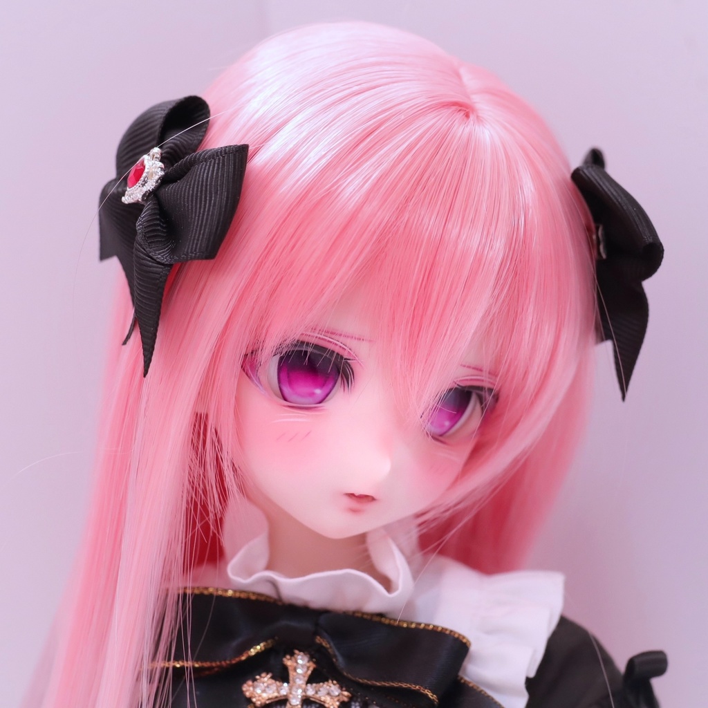 【DDH-10 セミホワイト肌+オマケアイ+リボンヘアクリップ+ウィッグ】