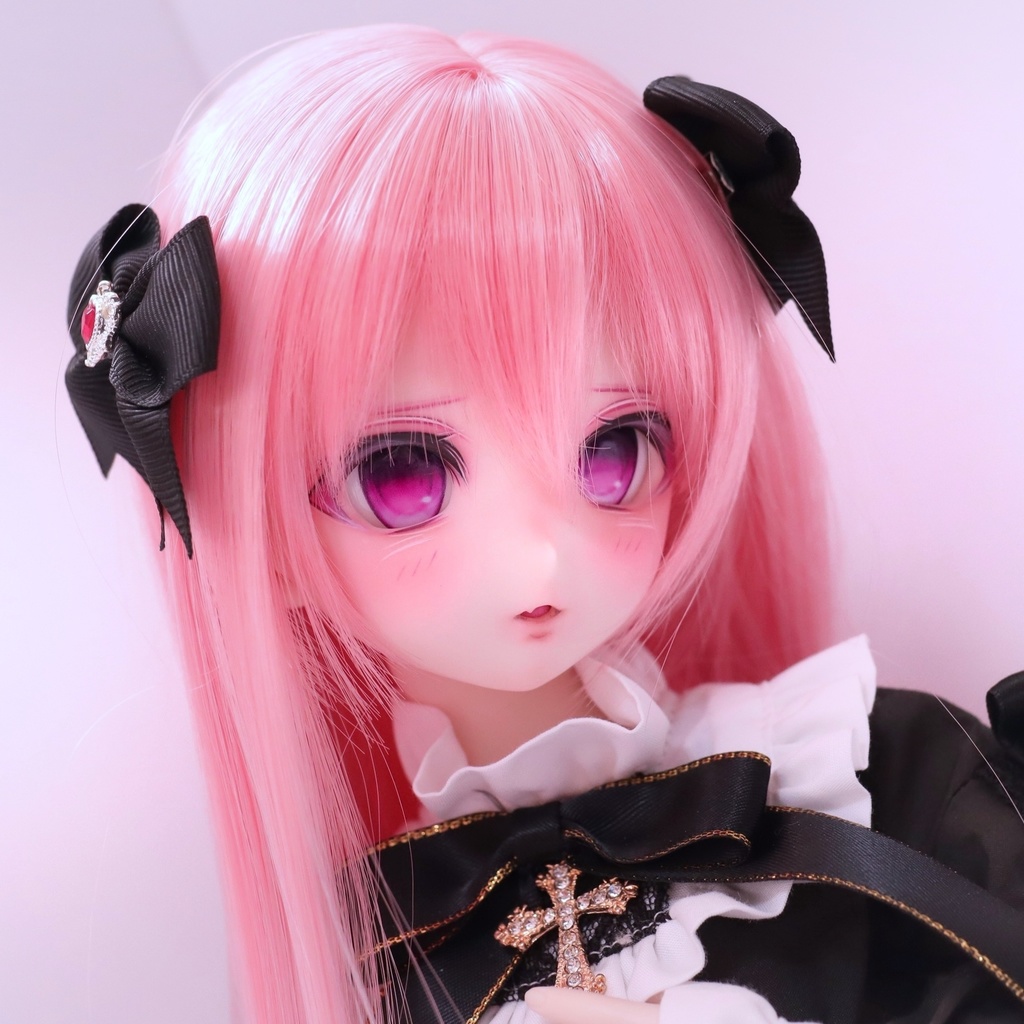 【DDH-10 セミホワイト肌+オマケアイ+リボンヘアクリップ+ウィッグ】