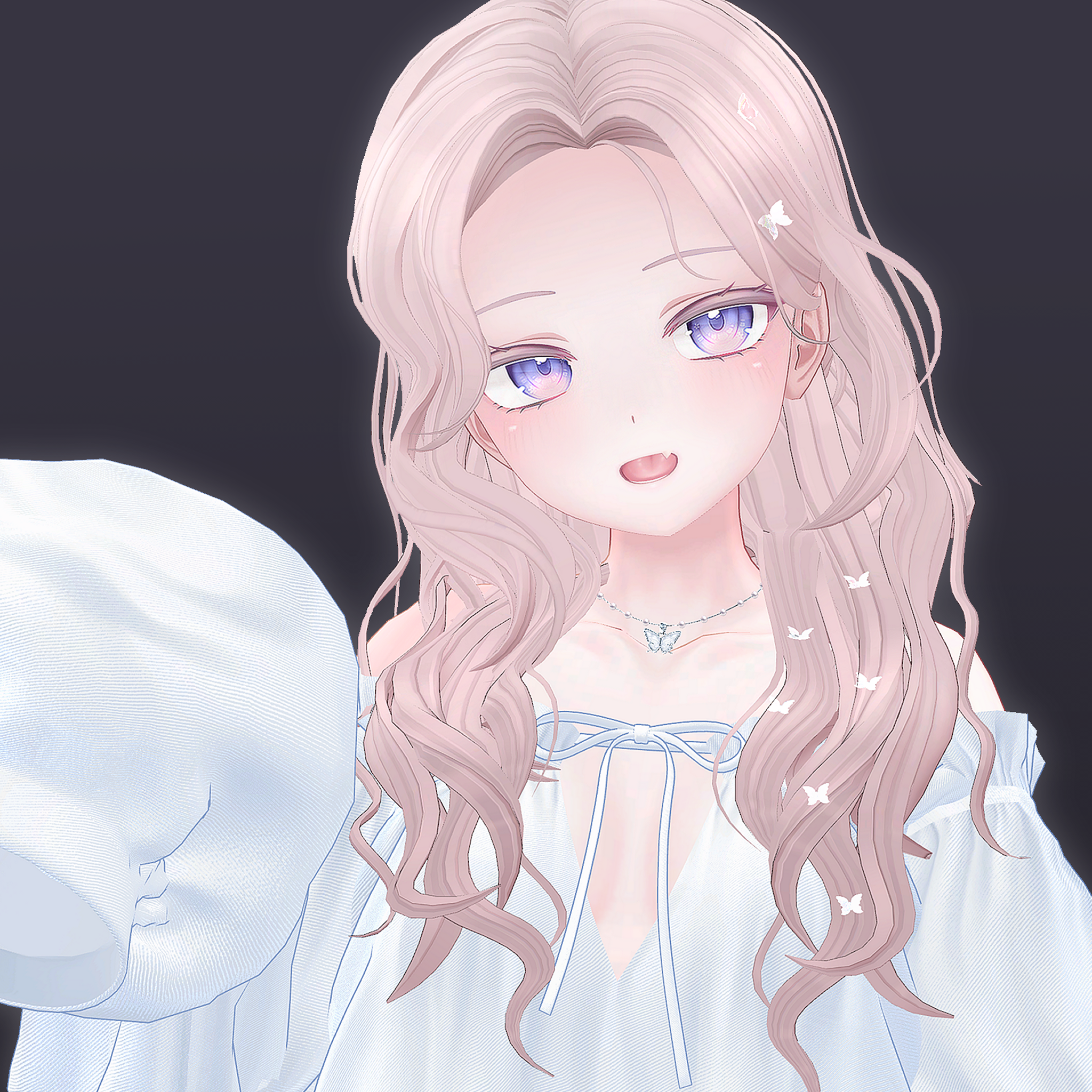 Butterfly Pin Wavy Hair