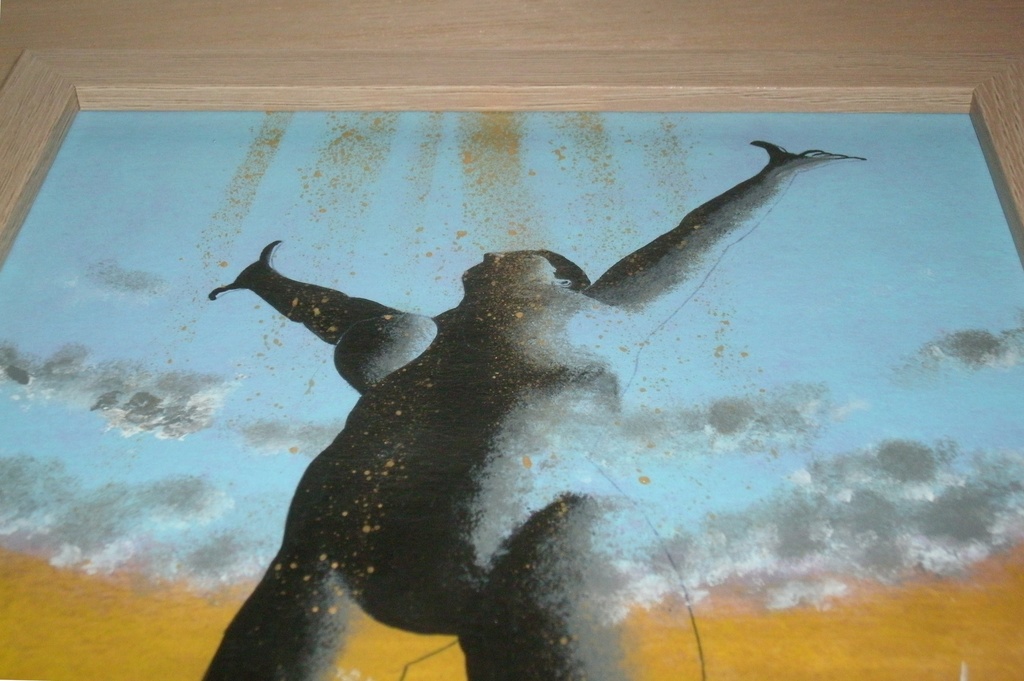 【原画】作品番号:A001-B5「報われる日#1」(B5・額縁付き)