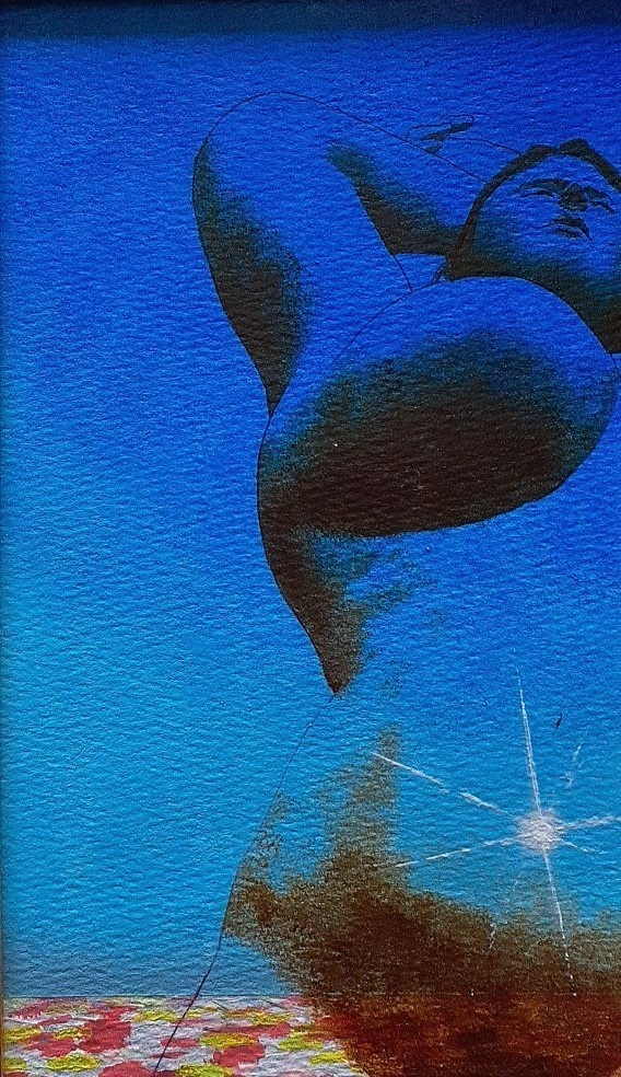 【原画】作品番号:A006-A4「豊かな人#1」(A4・額縁付き)