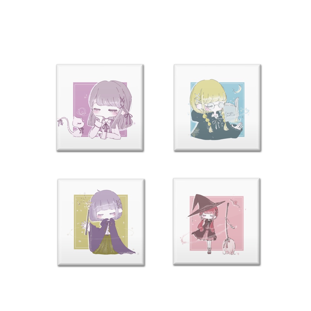 魔女の正方形な缶バッジ