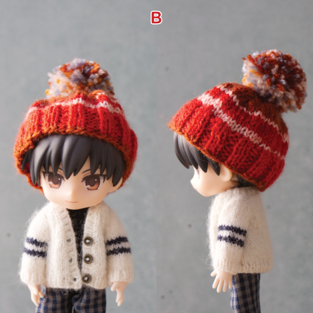 シンプルなニット帽(赤系グラデーション)