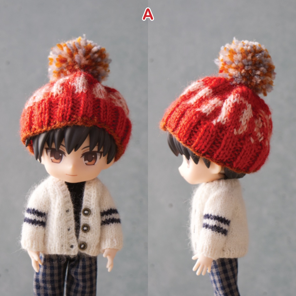 シンプルなニット帽(赤系グラデーション)