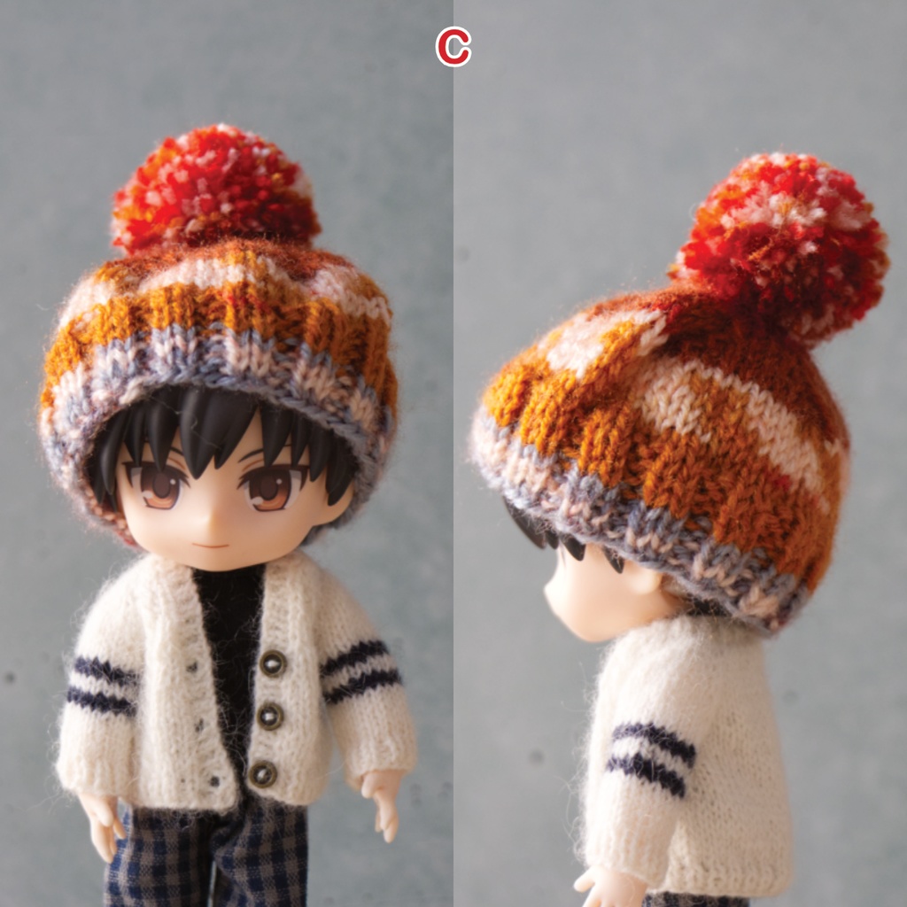 シンプルなニット帽(赤系グラデーション)