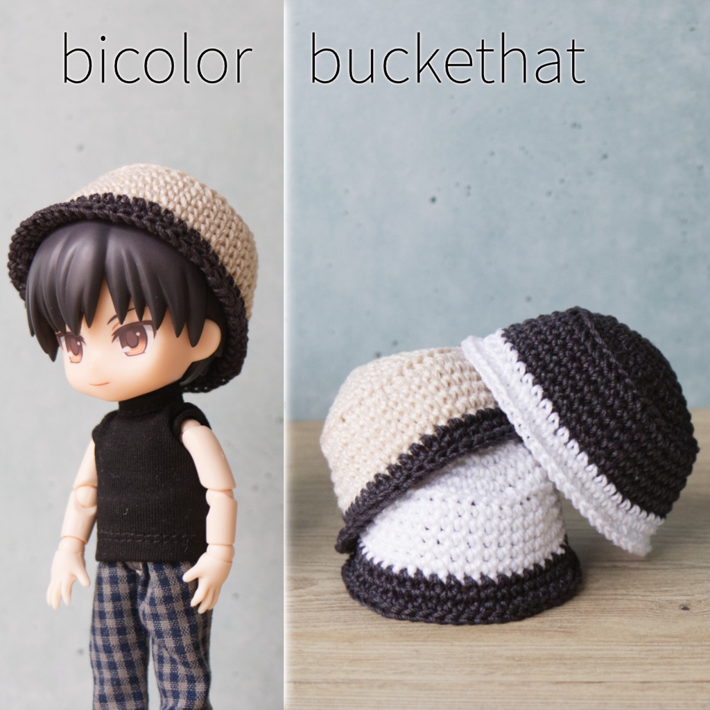 バイカラーバケットハット