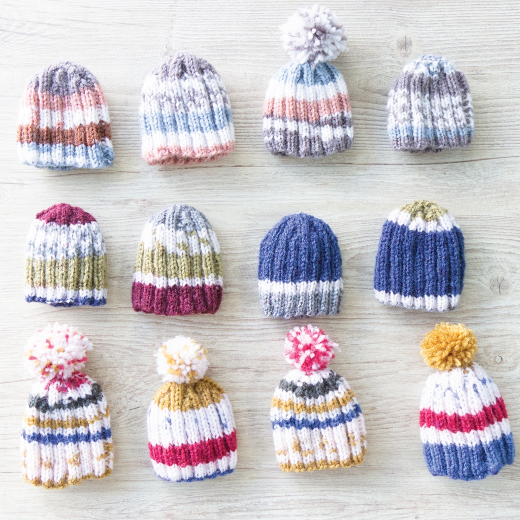 段染め毛糸のニット帽