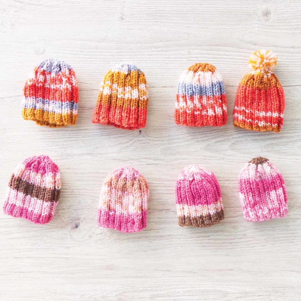 段染め毛糸のニット帽