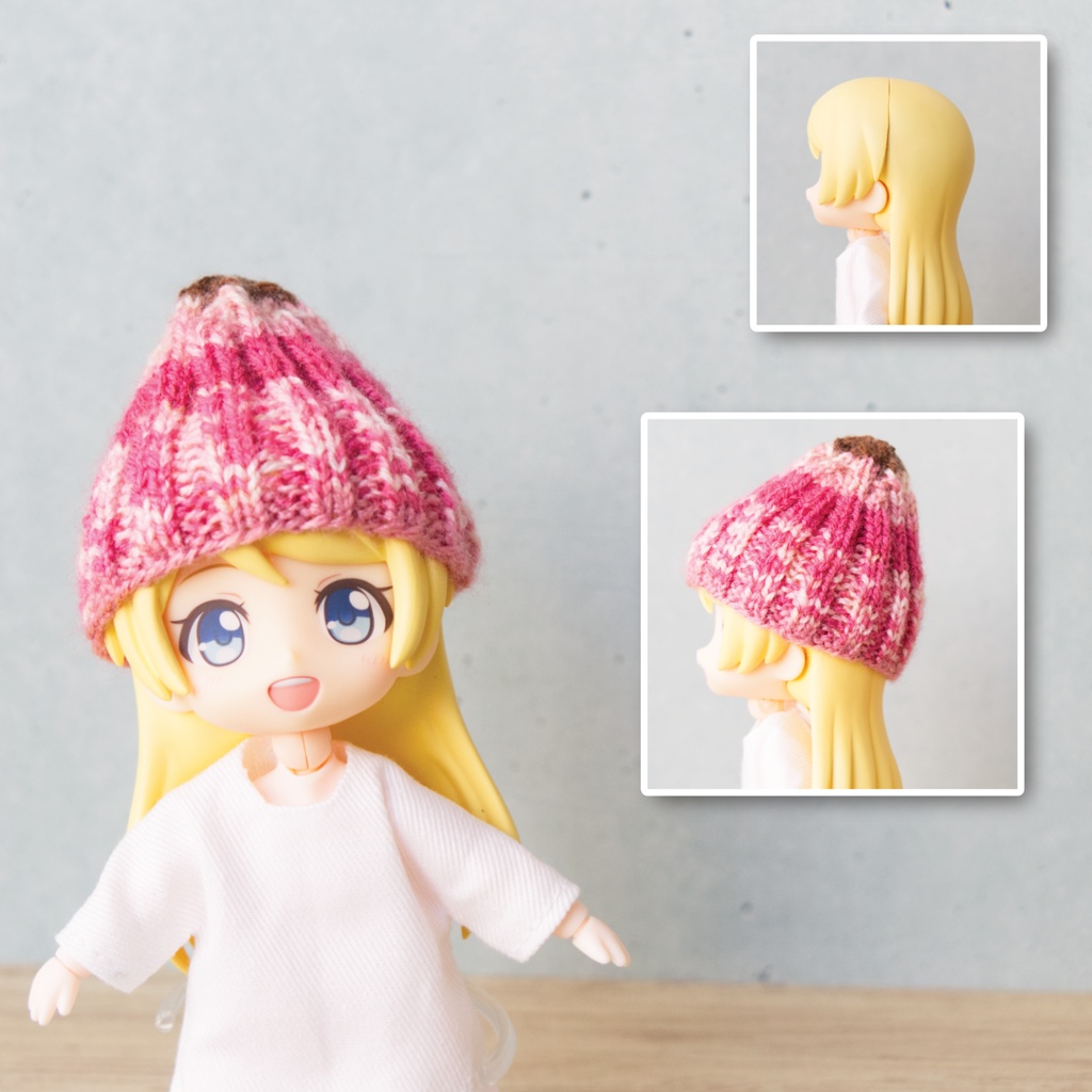 段染め毛糸のニット帽(襟足にボリュームもある子も可)